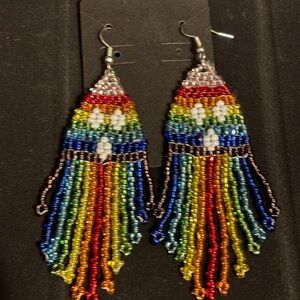 Colorful Beaded Fringe Earrings